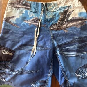 Billabong Blue Fish Print Board Shorts